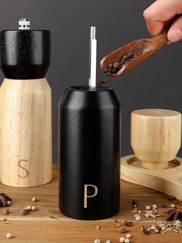 small wood pepper grinder set
