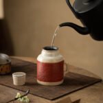 Clay Teapot with Vermilion Lacquer