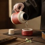 Clay Teapot with Vermilion Lacquer