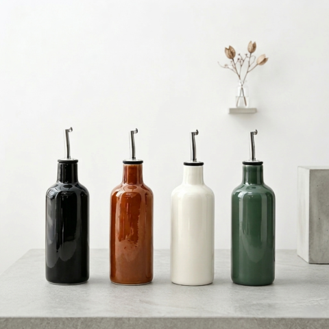 Olive Oil Dispenser - 500ml High-Fired Porcelain Cruet