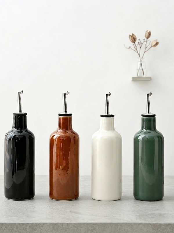 Olive Oil Dispenser - 500ml High-Fired Porcelain Cruet